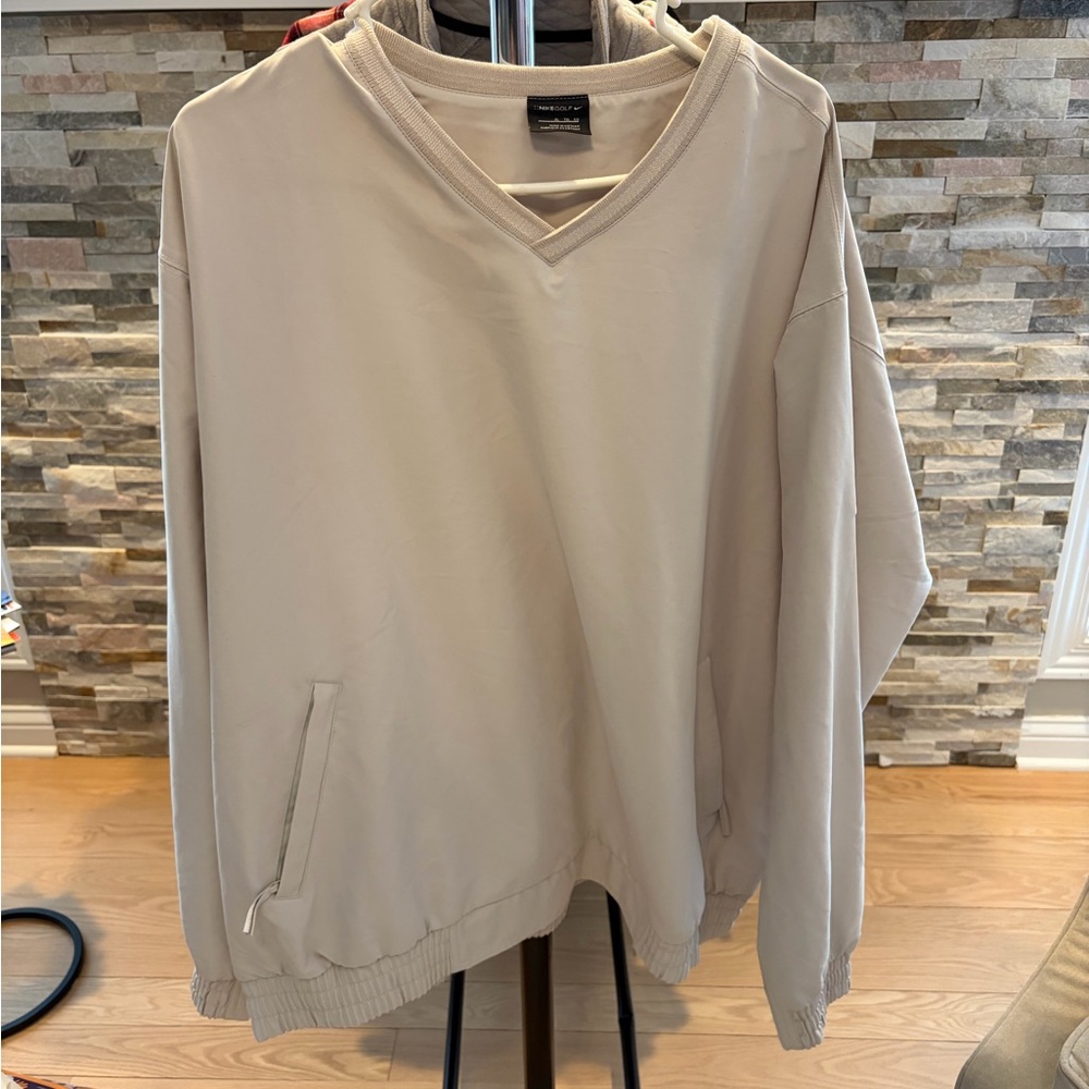 Nike Men's Light Beige V-Neck Sweater